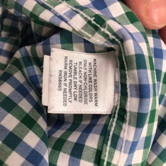 Nordstrom Trim Fit Blue Green White Plaid Checked Men Large Wrinkle Free Cotton - Picture 5 of 8